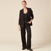 Pantalon large satin noir femme