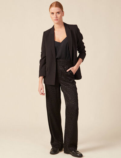 Pantalon large satin noir femme