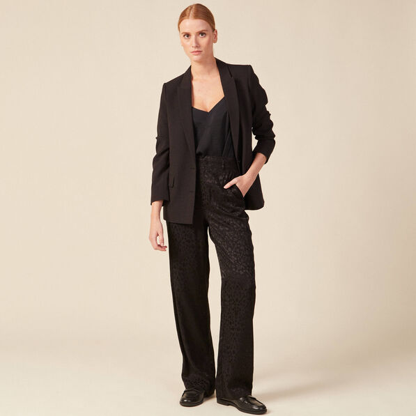 Pantalon large satin noir femme