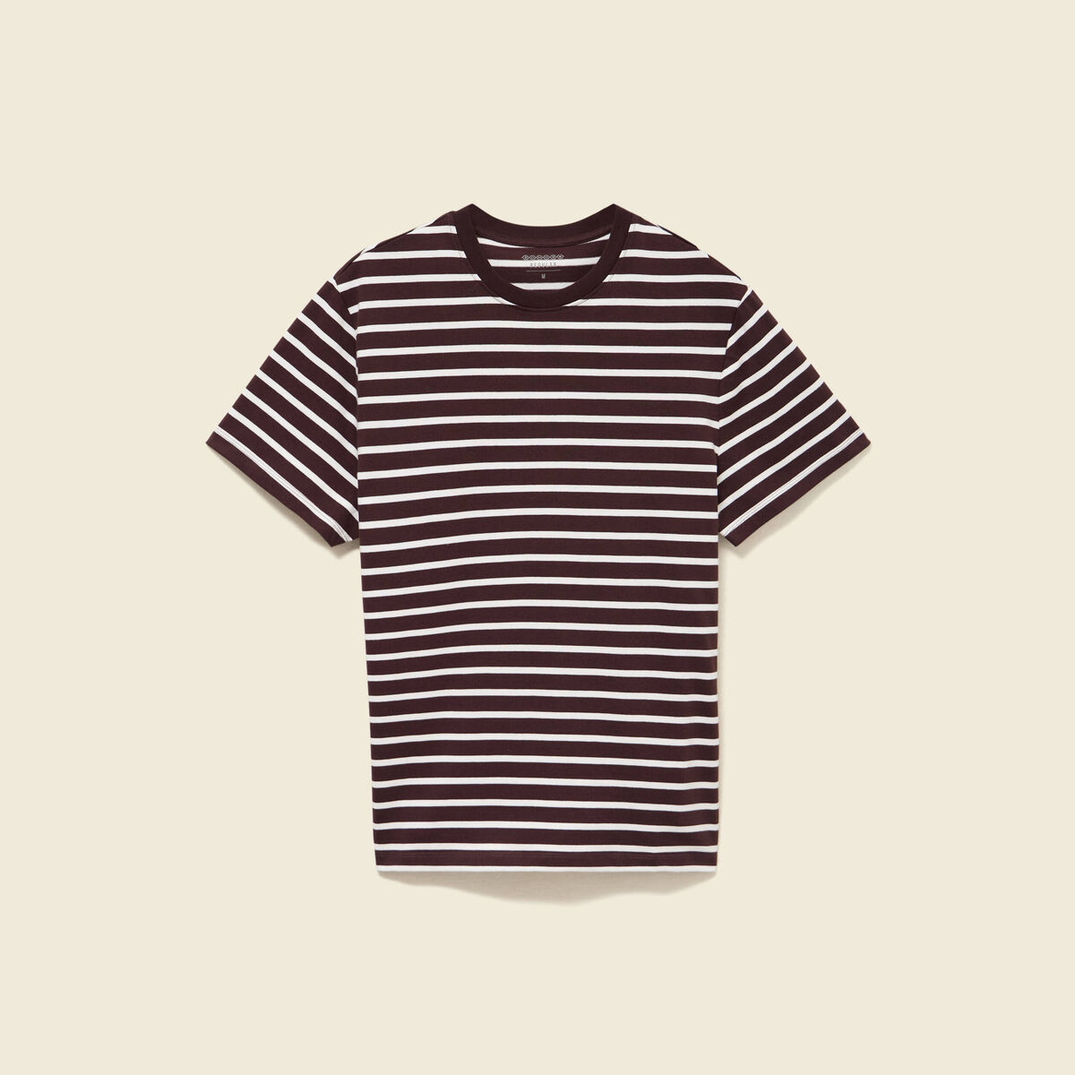 T-shirt en coton manches courtes marron fonc&eacute; homme