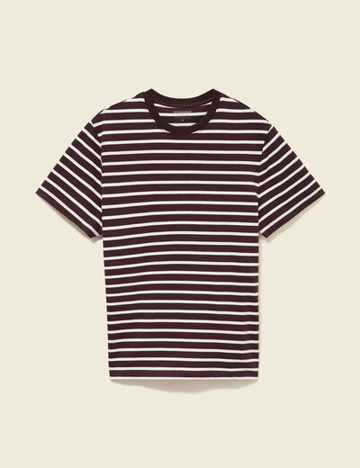 T-shirt en coton manches courtes marron fonc&eacute; homme