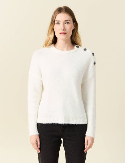 Pull manches longues ecru femme