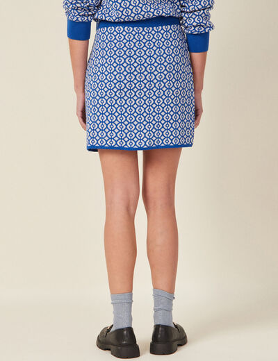 Jupe droite tricotée bleu femme