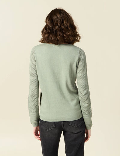 Pull à manches longues vert kaki femme