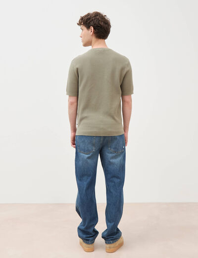 T-shirt en coton manches courtes vert kaki homme
