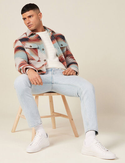 Surchemise droite longue manches longues ecru homme