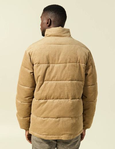 Doudoune col montant manches longues beige homme