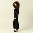 Veston court droit en velours noir femme