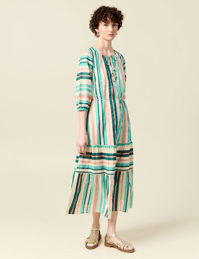 Robe longue évasée noeuds blanc femme