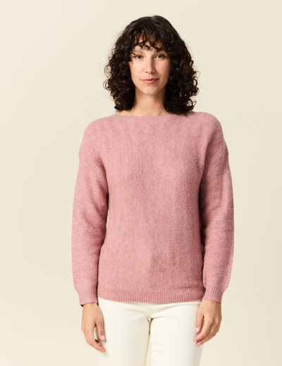 Pull manches longues rose pastel femme