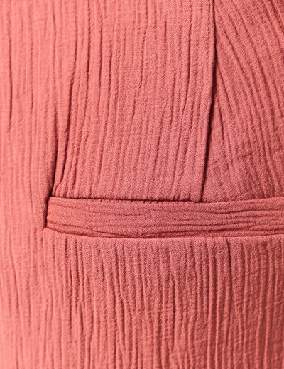 Pantalon large à pinces vieux rose femme