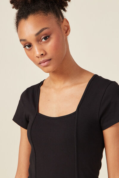 T-shirt manches courtes noir femme