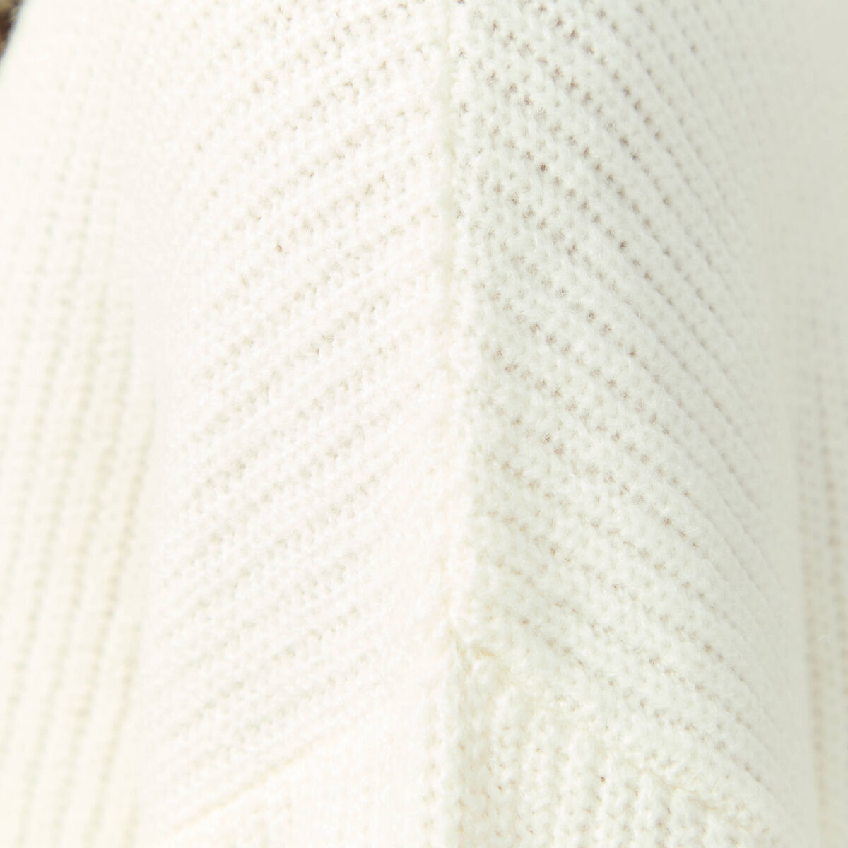 Pull col rond manches longues ecru femme