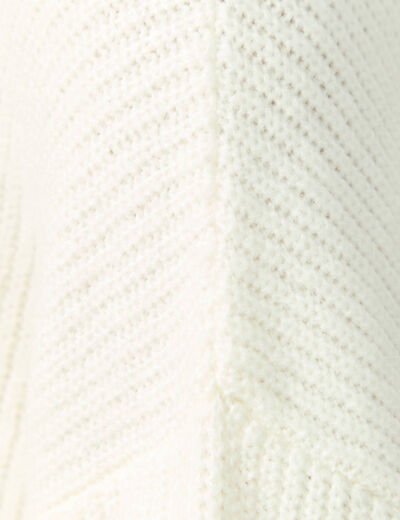 Pull col rond manches longues ecru femme