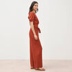 Blouse cropped manches courtes marron cognac femme