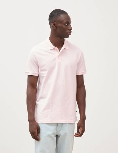 Polo cintr&eacute; en coton manches courtes rose homme