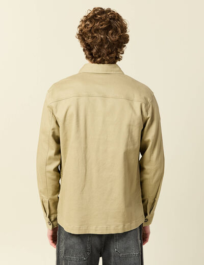 Surchemise manches longues beige fonce homme