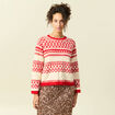 Pull manches longues col rond rouge femme