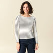 T-shirt ray&eacute; ajust&eacute; manches longues bleu femme