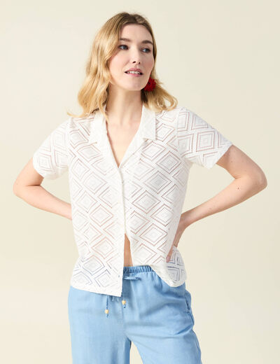 T-shirt manches courtes ecru femme