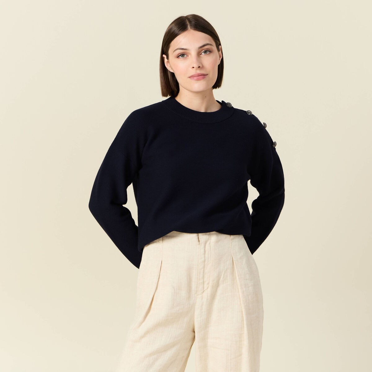 Pull éco-responsable bleu marine femme