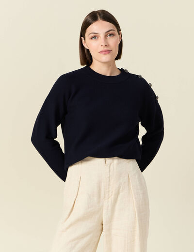 Pull éco-responsable bleu marine femme