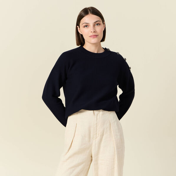 Pull éco-responsable bleu marine femme