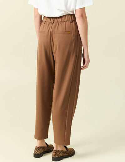 Pantalon slouchy taille haute 7/8&egrave;me marron femme