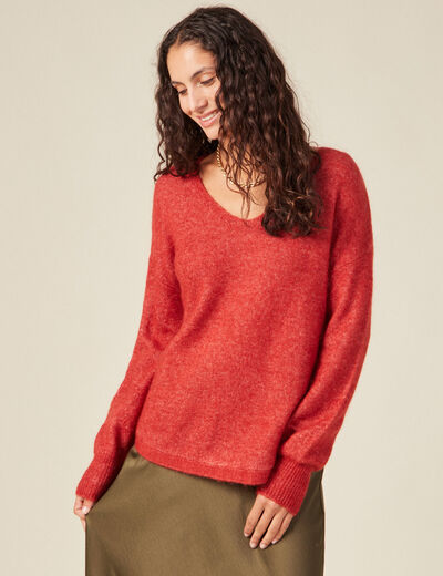 Pull éco-responsable rouge foncé femme