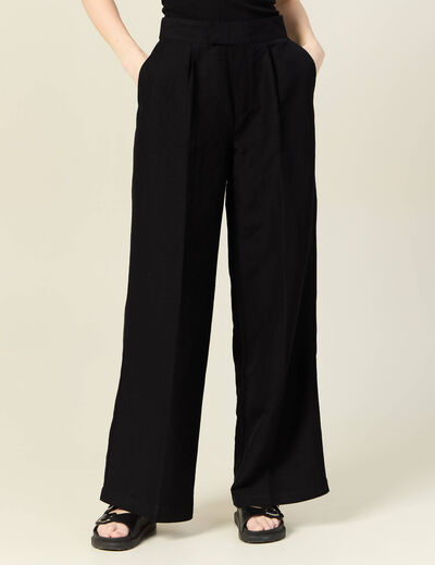 Pantalon large fluide noir femme