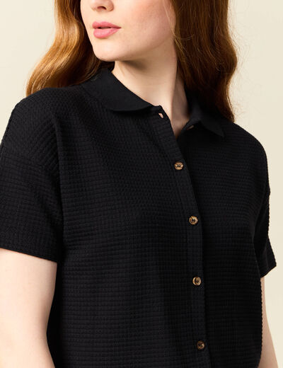 Polo en maille noir femme