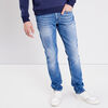 Jeans straight details destroy denim used homme