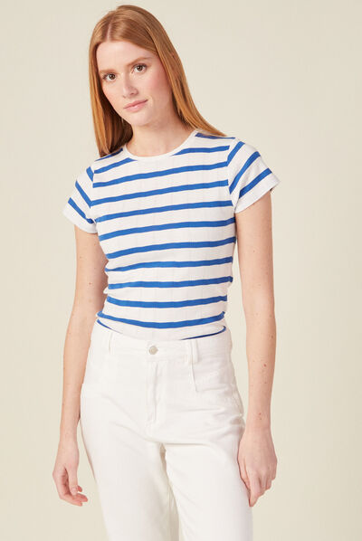 T-shirt manches courtes bleu electrique femme