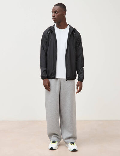Blouson droit &agrave; capuche manches longues noir homme