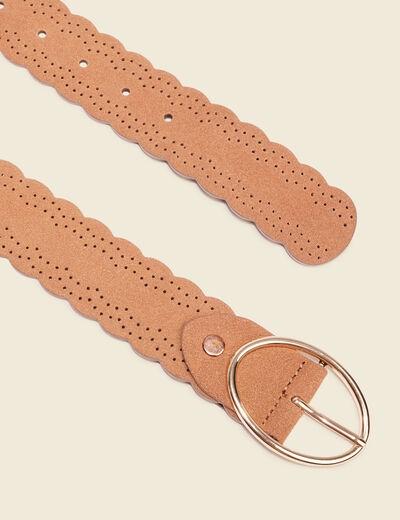 Ceinture suédine perforée beige femme