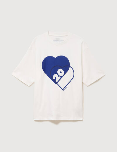 T-shirt droit col rond manches courtes ecru homme
