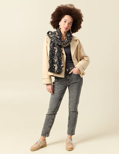 Trench oversize court col tailleur beige femme