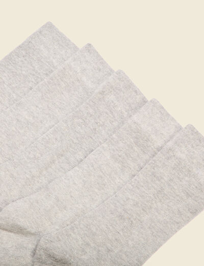 Lot 5 paires chaussettes gris clair homme