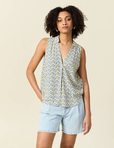 Blouse sans manches bleu femme