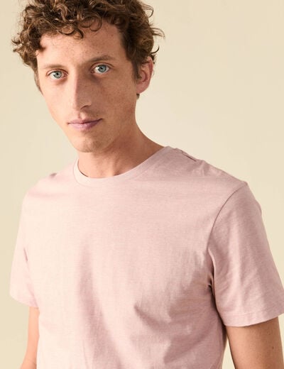 T-shirt cintr&eacute; col rond manches courtes vieux rose homme
