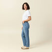 Jeans straight taille haute 7/8&egrave;me bleu femme