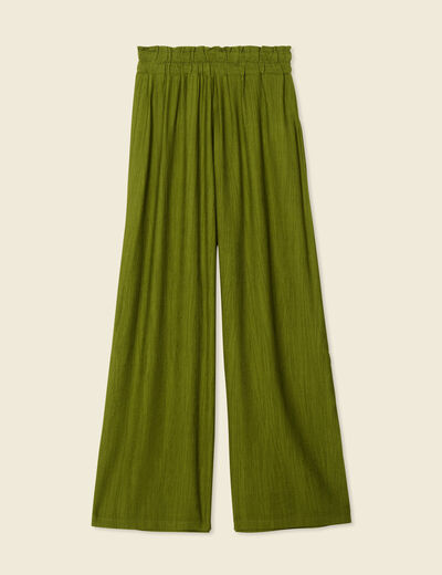Pantalon large vert olive femme