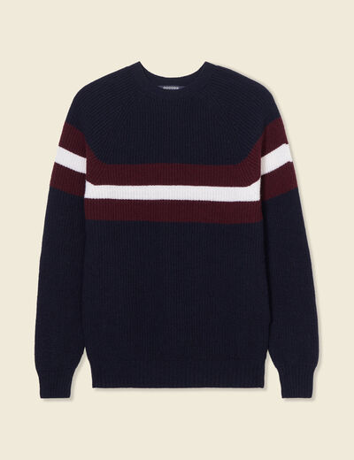 Pull manches longues fabriqué en France bleu marine homme