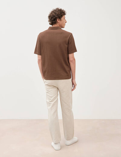 Polo manches courtes taupe homme