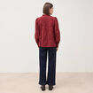 Chemise manches longues en coton brod&eacute;e bordeaux femme