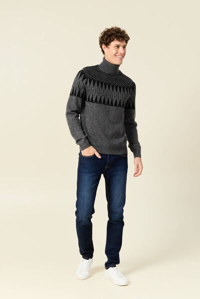 Pull manches longues gris foncé homme