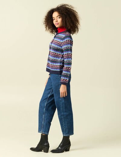 Gilet manches longues sp&eacute;cial no&euml;l bleu marine femme