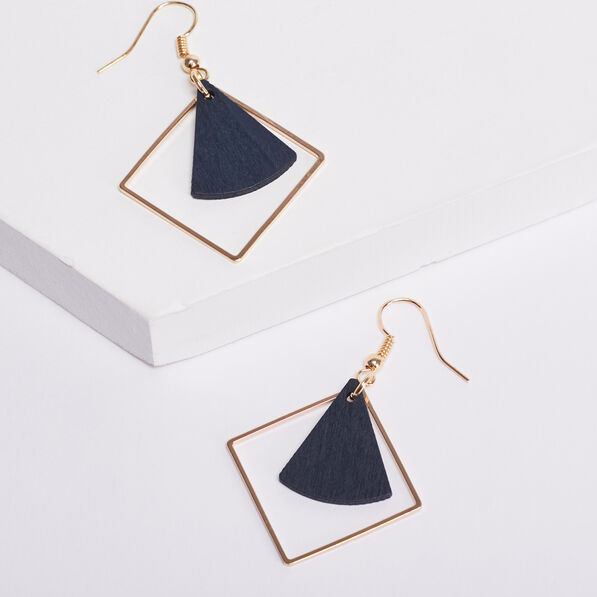 Boucles d'oreilles pendantes bleu marine femme