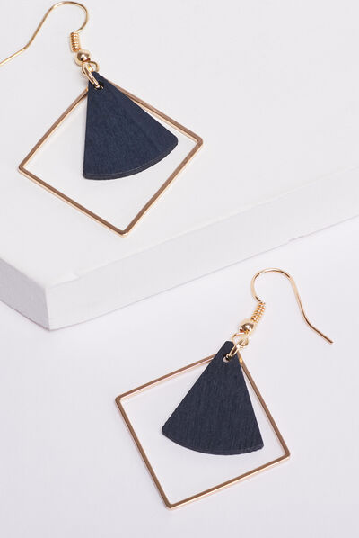 Boucles d'oreilles pendantes bleu marine femme