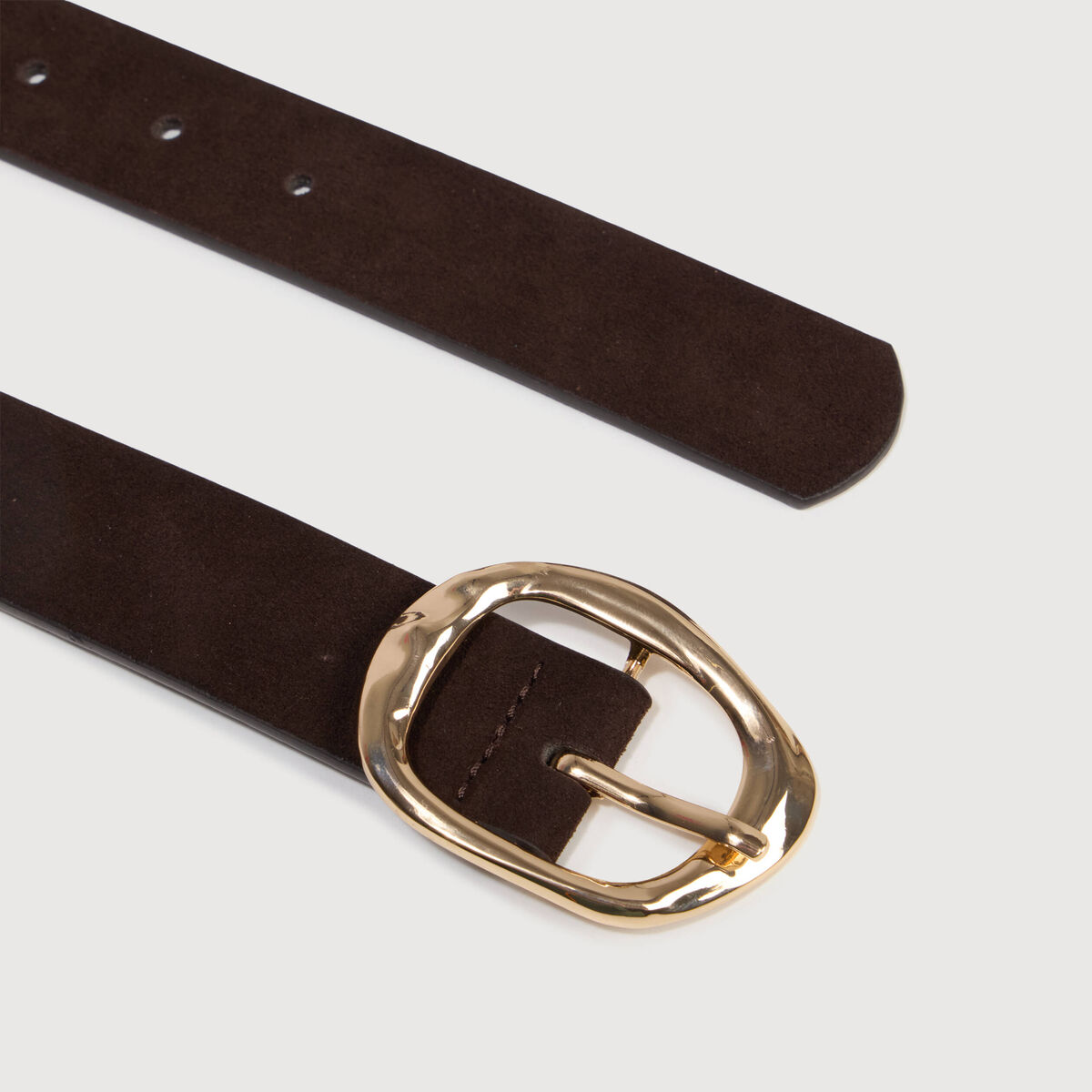Ceinture large en cuir marron fonc&eacute; femme